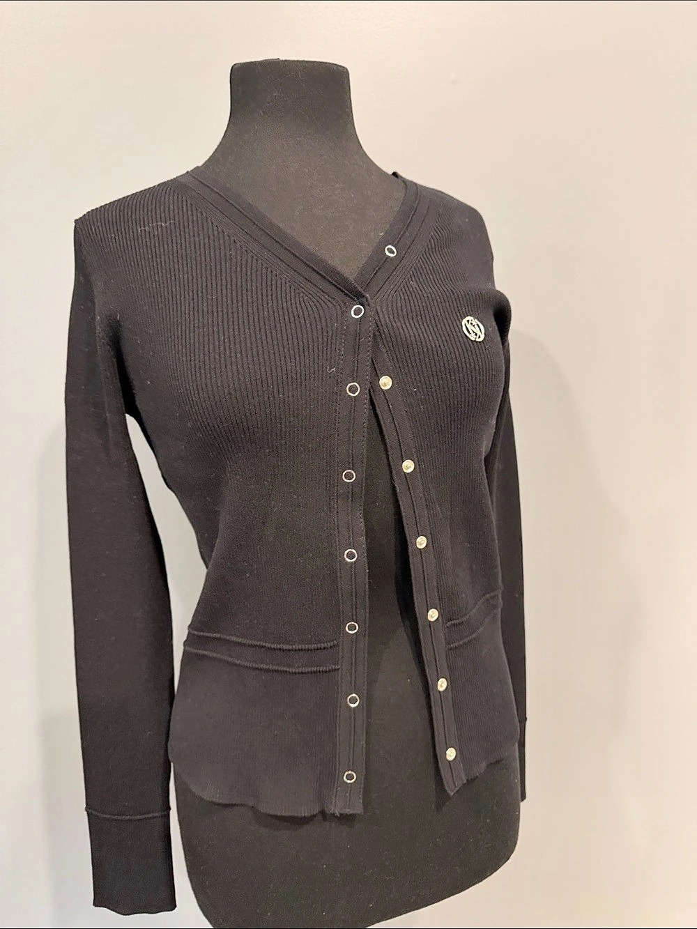 KIRSH Black Button-Front Cardigan NWT
